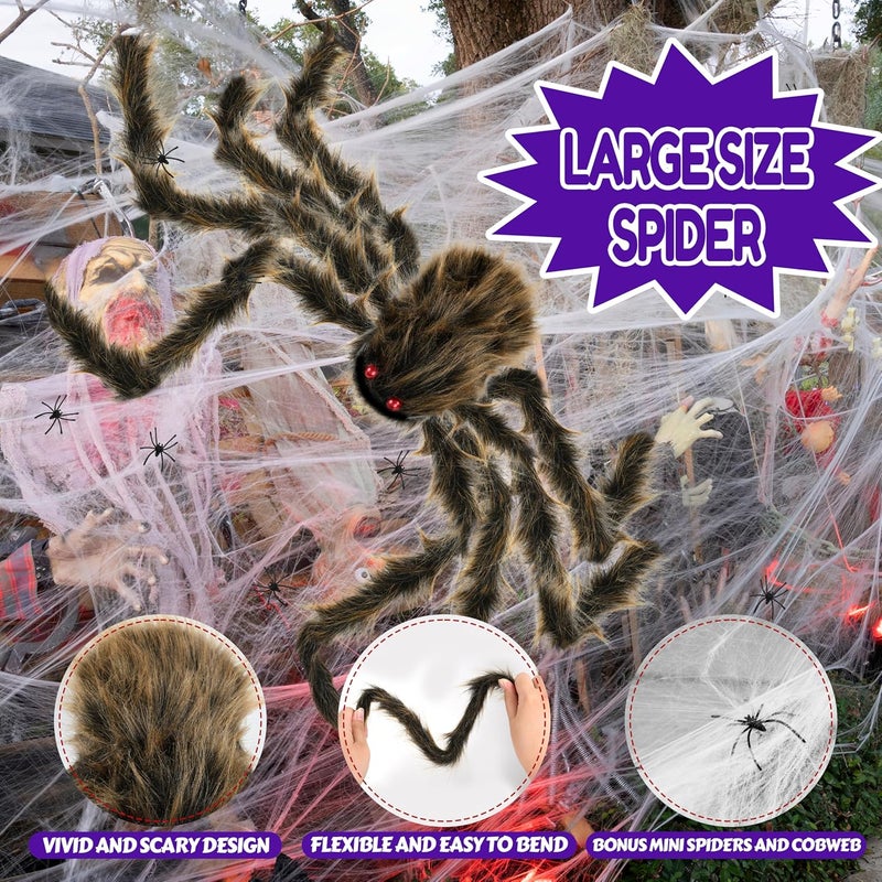 Seifar Halloween Spider Web Lights Giant Spider, 16.4Ft 450 LED Lighted Spider Web with with 8 Lighting Modes Waterproof & Timer for Indoor Outdoor House Haunted Yard Decor, Purple - Image 4